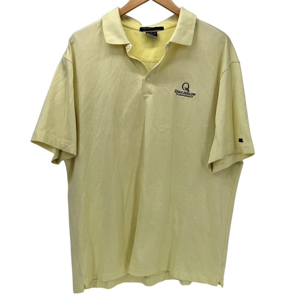 Nike Polo Shirt Mens XL Tiger Woods Collection Yellow QUAIL HOLLOW Dri Fit